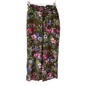 Architect S army green + floral wide‎ leg cropped pants